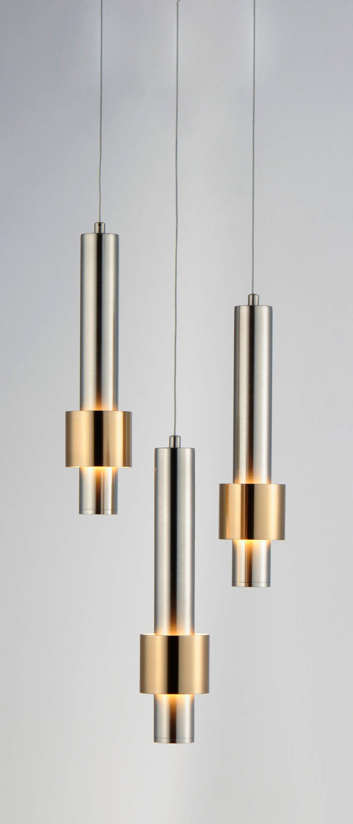 LED Satin Nickel with Satin Brass Multiple Light Pendant - LV LIGHTING