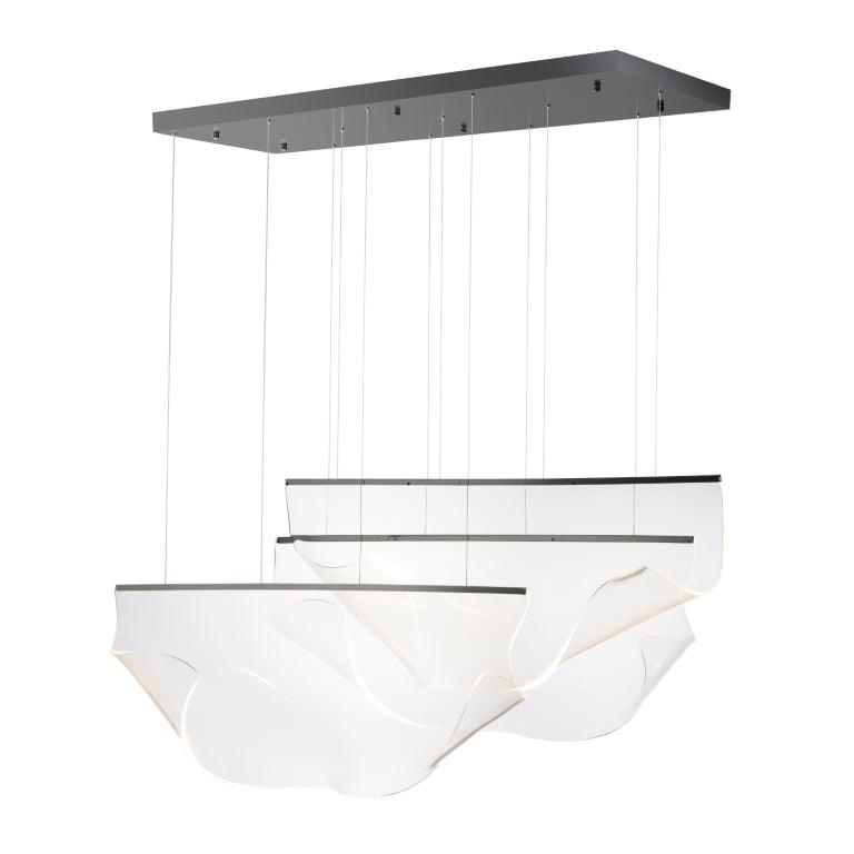 LED Chrome with Patterned Acrylic 3 Lights Pendant - LV LIGHTING