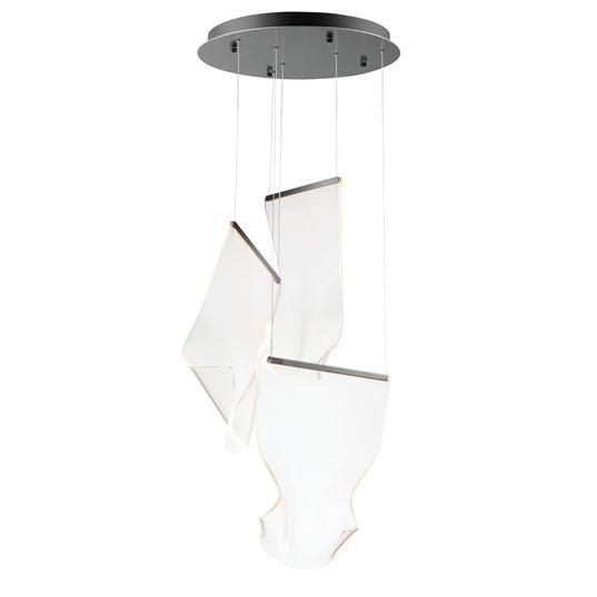 LED Steel Frame with Patterned Acrylic 3 Lights Round Canopy Pendant - LV LIGHTING