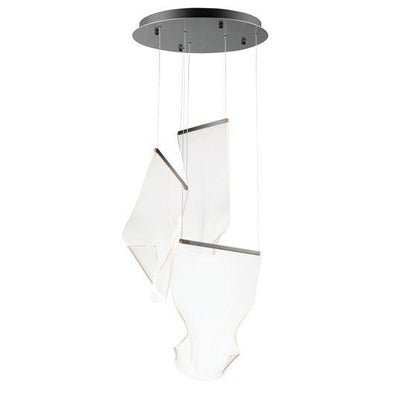 LED Steel Frame with Patterned Acrylic 3 Lights Round Canopy Pendant - LV LIGHTING