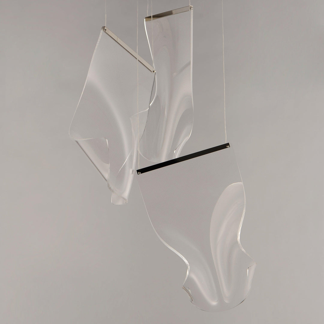 LED Steel Frame with Patterned Acrylic 3 Lights Round Canopy Pendant - LV LIGHTING