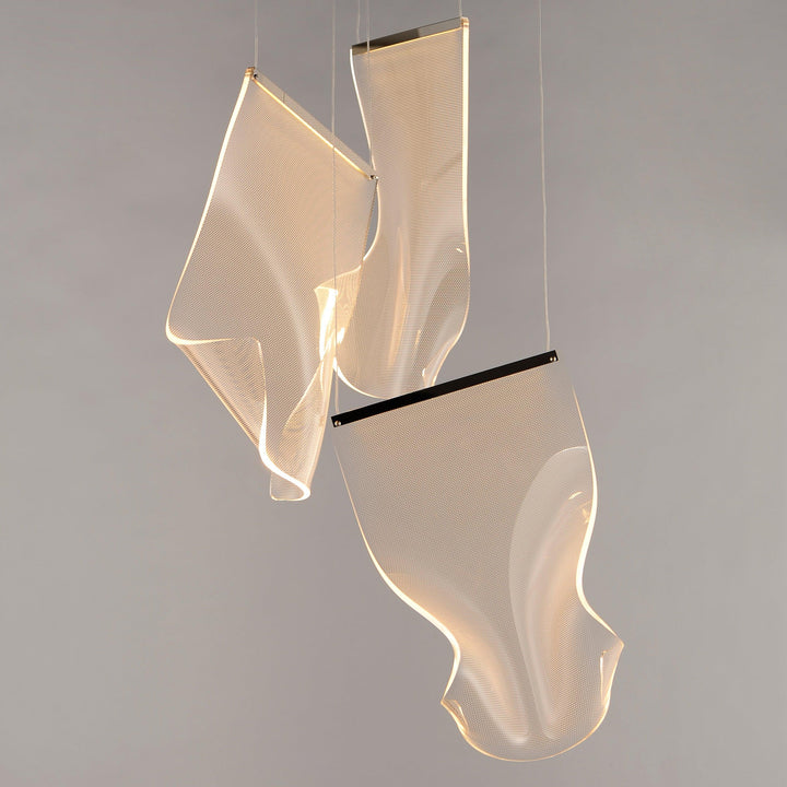 LED Steel Frame with Patterned Acrylic 3 Lights Round Canopy Pendant - LV LIGHTING