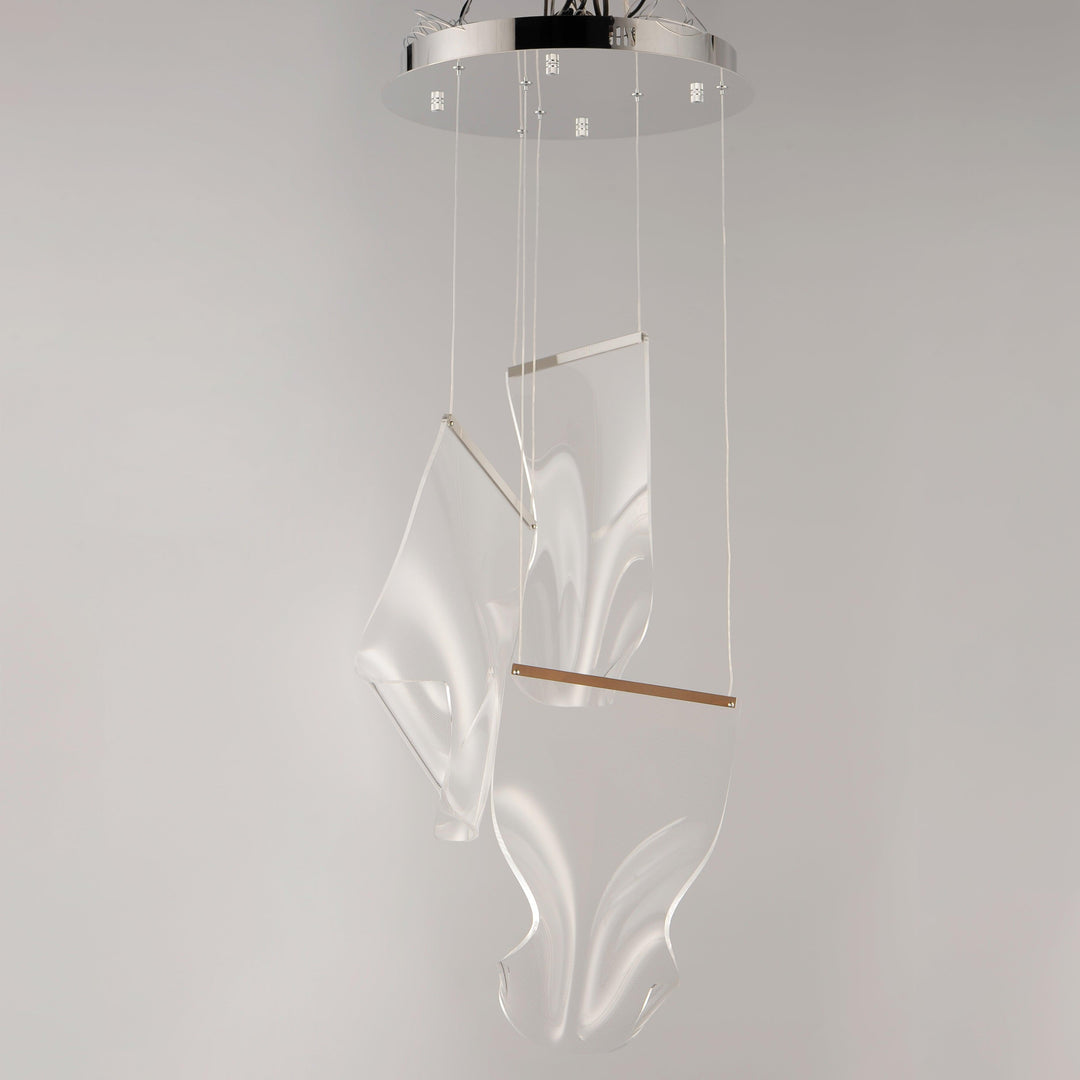 LED Steel Frame with Patterned Acrylic 3 Lights Round Canopy Pendant - LV LIGHTING