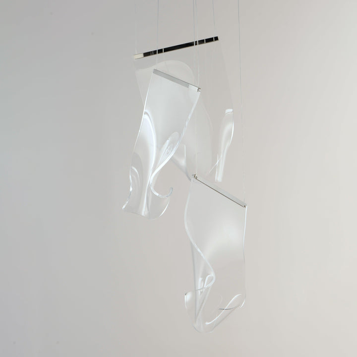 LED Steel Frame with Patterned Acrylic 3 Lights Round Canopy Pendant - LV LIGHTING