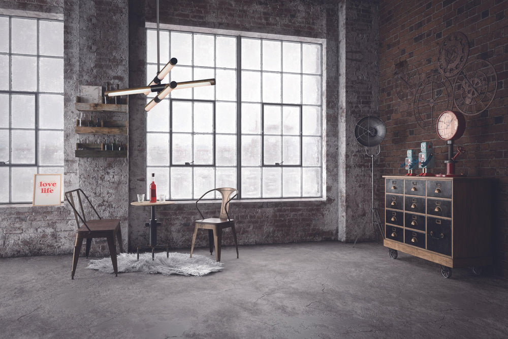 LED Antique Pecan 6 Light Chandelier - LV LIGHTING