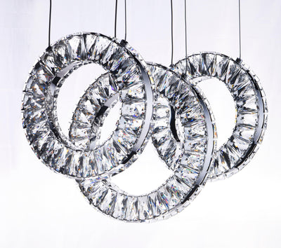 Polished Chrome with Crystal Ring Linear Pendant - LV LIGHTING