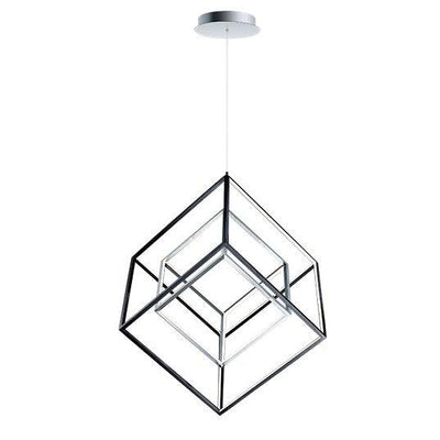 LED Black with Polished Chrome Square in Square Pendant - LV LIGHTING