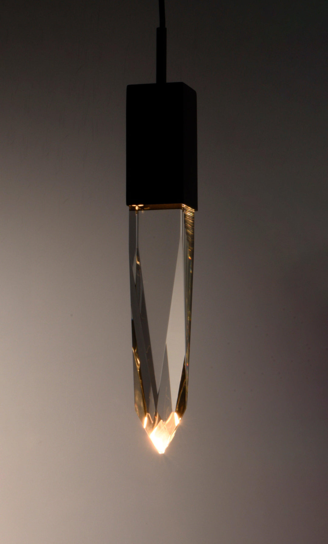LED Black with Beveled Crystal Single Light Pendant - LV LIGHTING
