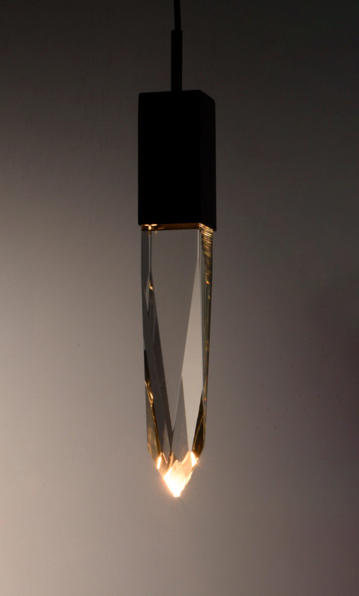 LED Black with Beveled Crystal Single Light Pendant - LV LIGHTING