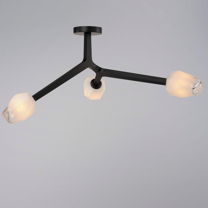 LED Black Blossom Braches 3 Light Flush Mount - LV LIGHTING