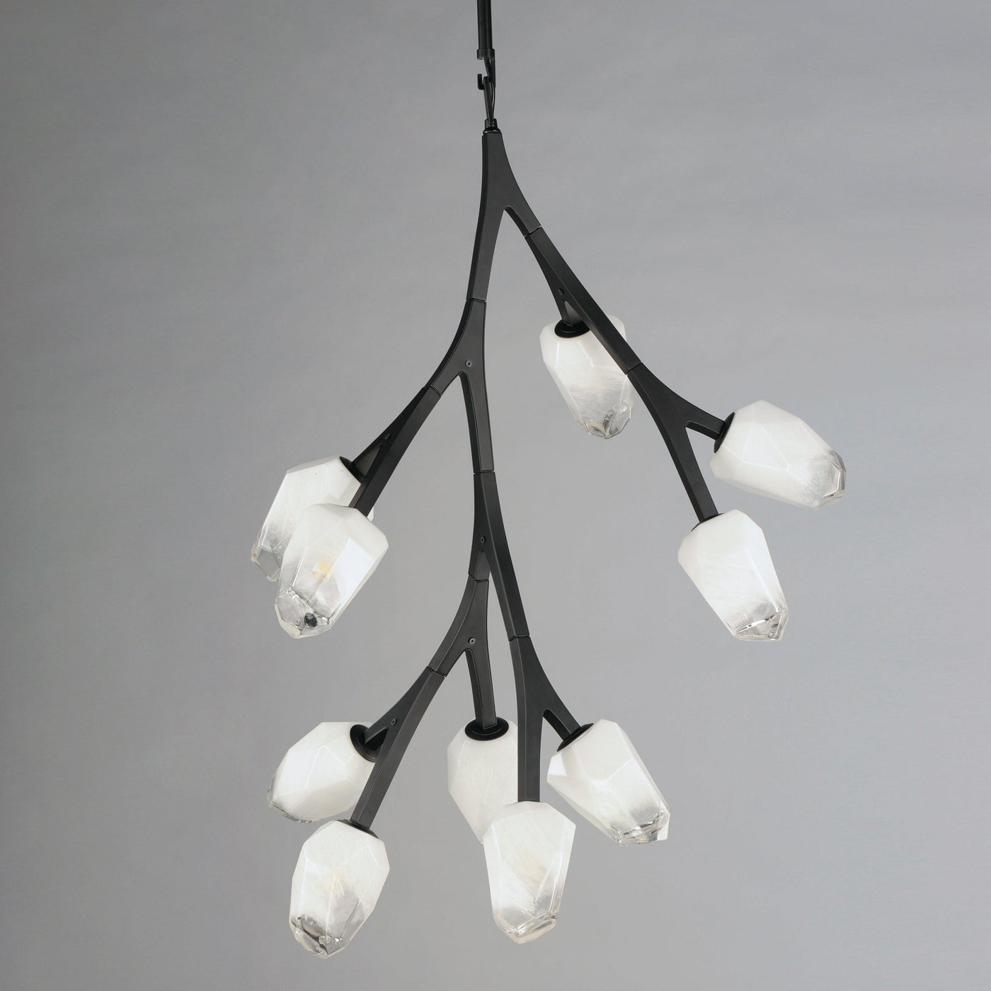 LED Black Bloom Branches With Frosted Glass Pendant - LV LIGHTING