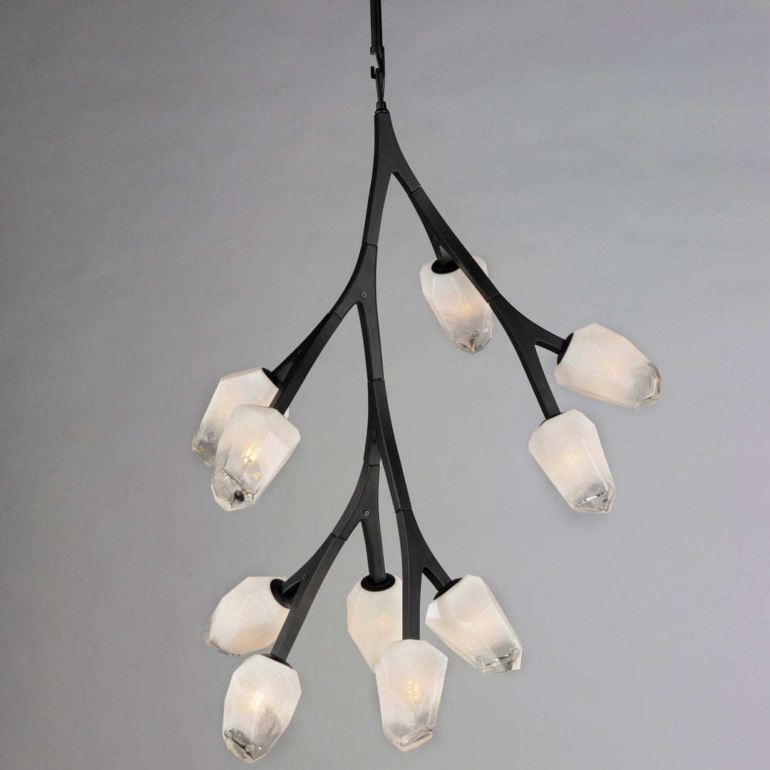 LED Black Bloom Branches With Frosted Glass Pendant - LV LIGHTING