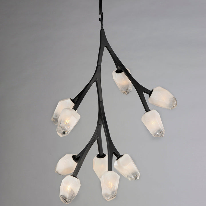 LED Black Bloom Branches With Frosted Glass Pendant - LV LIGHTING