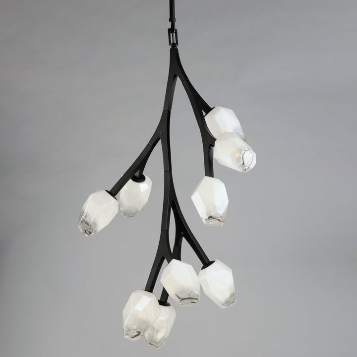 LED Black Bloom Branches With Frosted Glass Pendant - LV LIGHTING