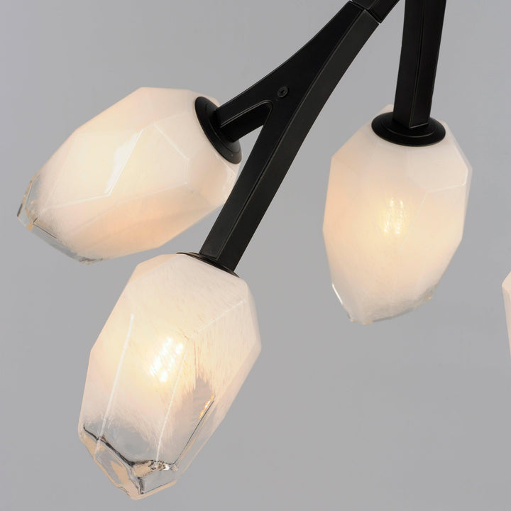 LED Black Bloom Branches With Frosted Glass Pendant - LV LIGHTING