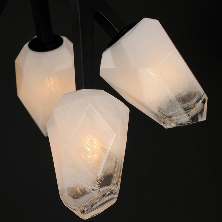 LED Black Bloom Branches With Frosted Glass Pendant - LV LIGHTING