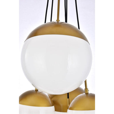 Brass Frame with Frosted Glass Globe Chandelier - LV LIGHTING