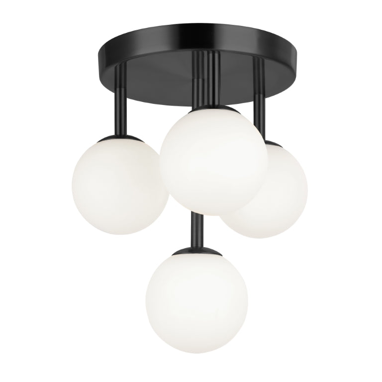 Steel with Frosted Glass Globe Flush Mount