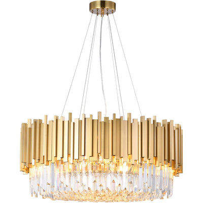 Gold Frame with Clear Crystal Rod Pendant / Chandelier - LV LIGHTING