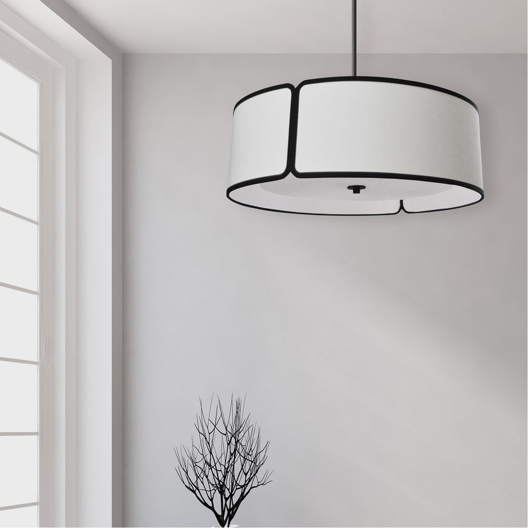Steel Frame with Fabric Drum Shade Chandelier