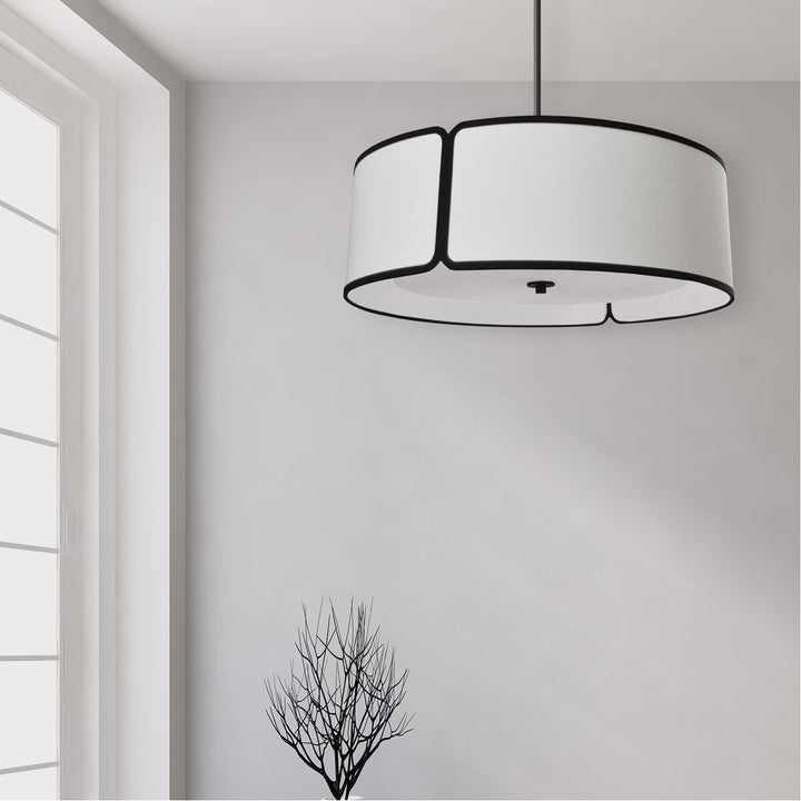 Steel Frame with Fabric Drum Shade Chandelier