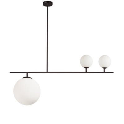 Steel with White Glass Globe Linear Pendant