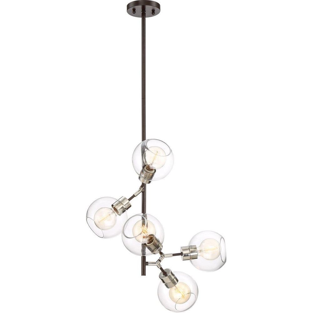 Steel Arms with Clear Glass Shade Adjustable Pendant - LV LIGHTING