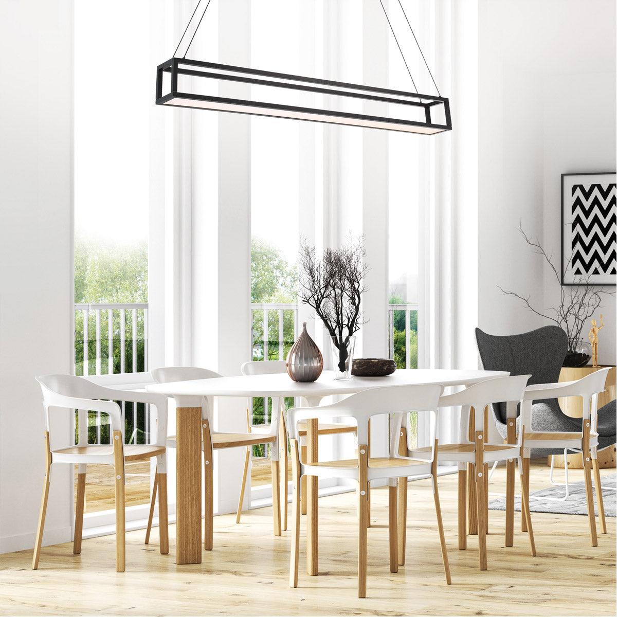 LED Aluminum Rectangular Frame Linear Pendant - LV LIGHTING