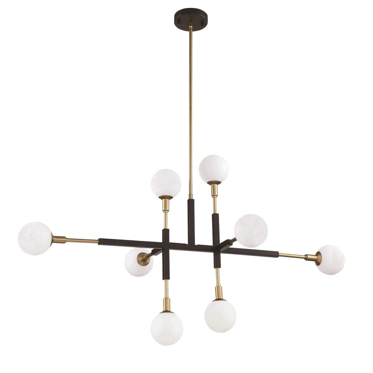 Black and Brass with Frosted Shade 8 Light Chandelier - LV LIGHTING