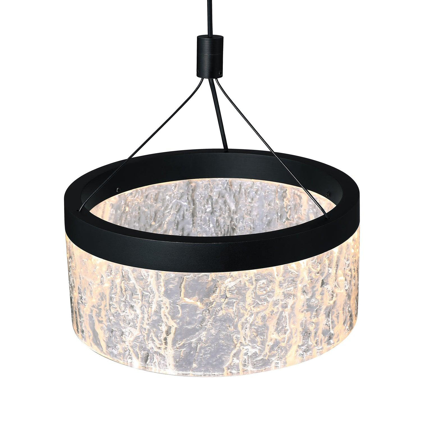 LED Black Frame with ICE Acrylic Ring Pendant - LV LIGHTING