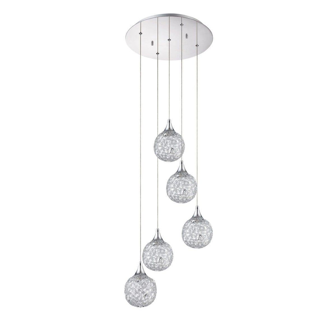 Chrome with Crystal 1 to 9 Light Pendant - LV LIGHTING
