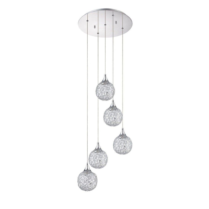 Chrome with Crystal 1 to 9 Light Pendant - LV LIGHTING