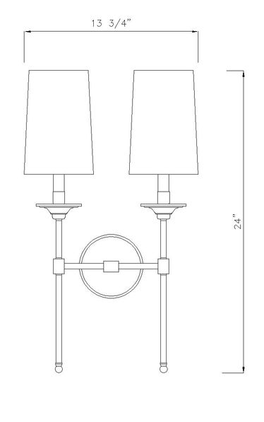 Steel Frame with Off White Fabric Shade 2 Light Wall Sconce