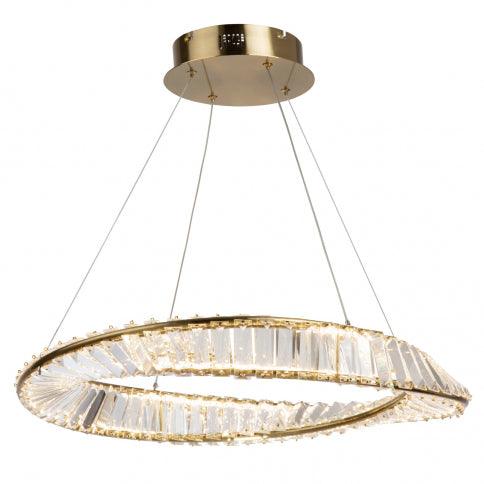 LED Satin Nickel Wrapped with Clear Crystal Chandelier - LV LIGHTING