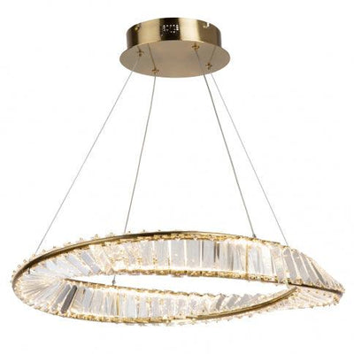 LED Satin Nickel Wrapped with Clear Crystal Chandelier - LV LIGHTING