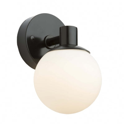 Steel Frame with Opal White Glass Globe Wall Sconce