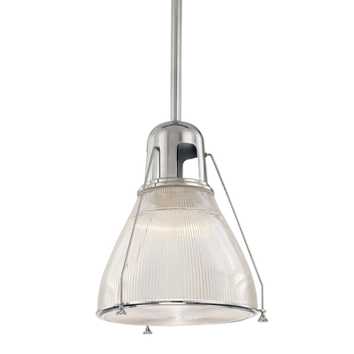 Steel with Clear Prismatic Glass Shade Pendant
