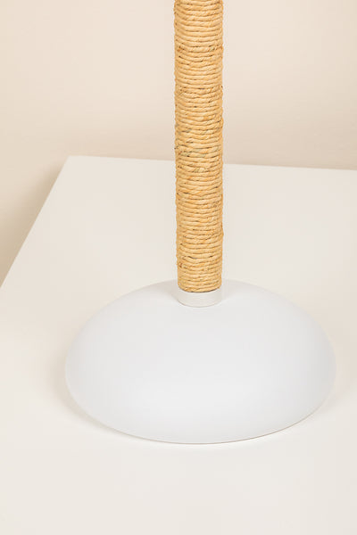 Textured White and Raffia Wrapped Frame with Belgian Linen Shade Floor Lamp