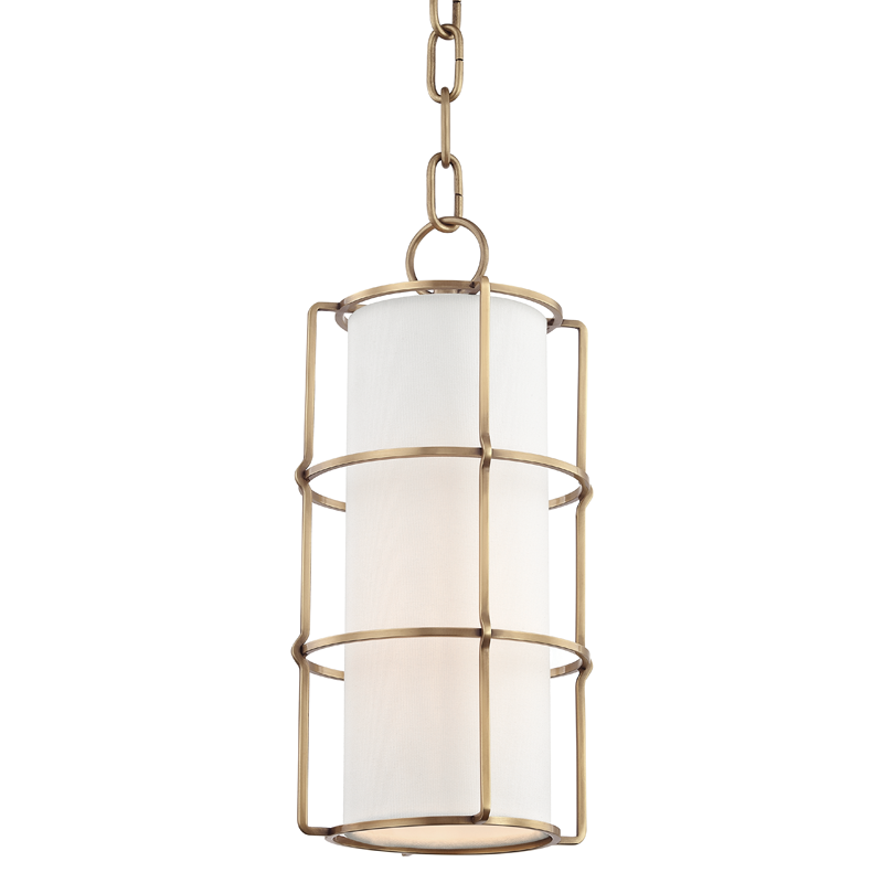 Steel Frame with Cylindrical Fabric Shade Pendant