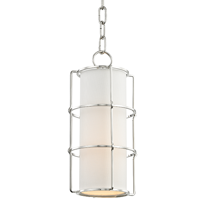 Steel Frame with Cylindrical Fabric Shade Pendant