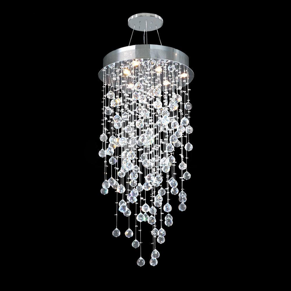 Chrome with Rain Fall Crystal Chandelier - LV LIGHTING