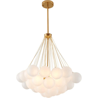 Gold Plated Frame with White Frosted Glass Globe Shade Chandelier - LV LIGHTING