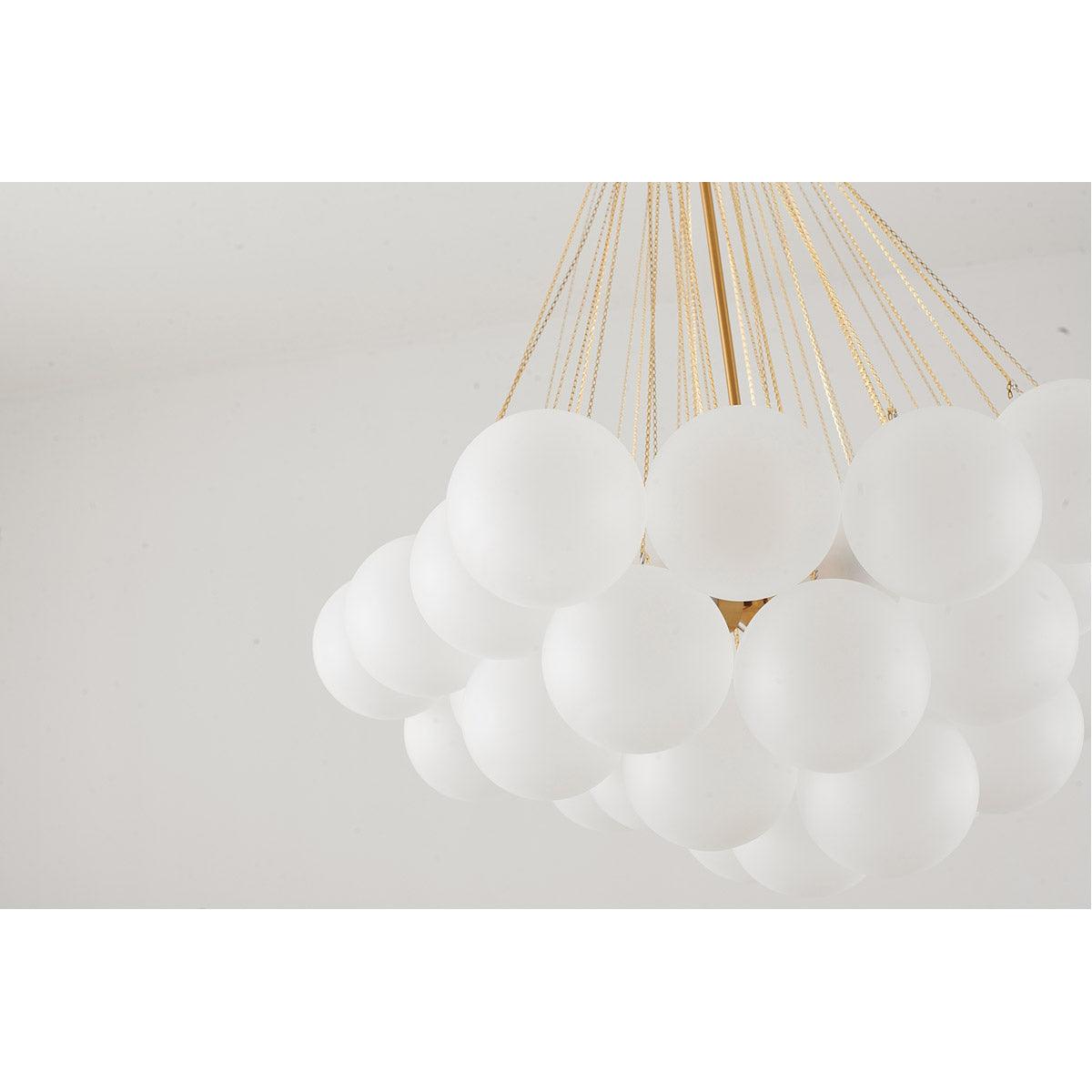 Gold Plated Frame with White Frosted Glass Globe Shade Chandelier - LV LIGHTING