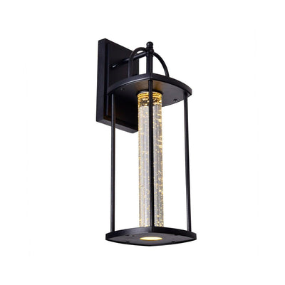 Black with Cylindrical Bubble Glass Outdoor Wall Sconce - LV LIGHTING