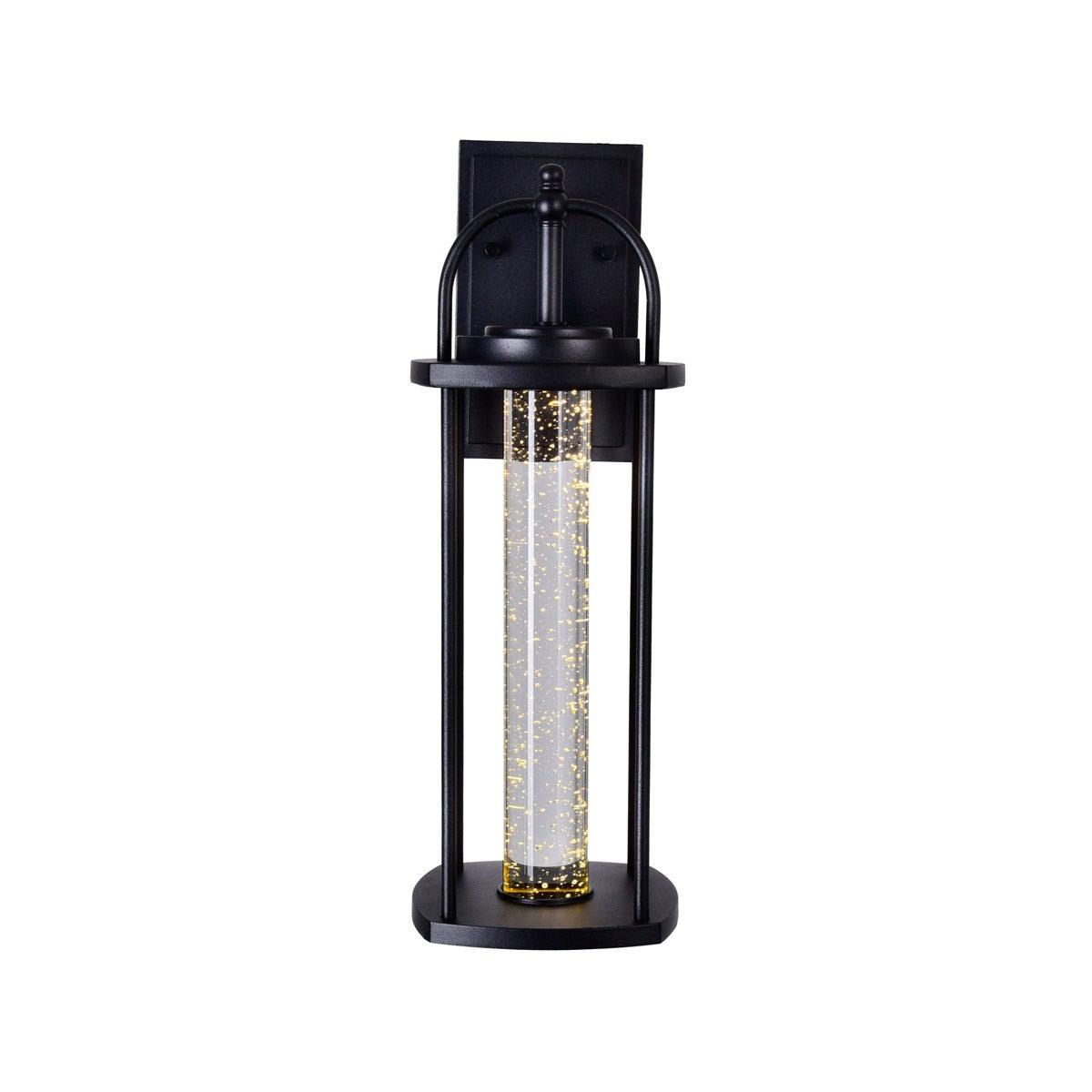 Black with Cylindrical Bubble Glass Outdoor Wall Sconce - LV LIGHTING