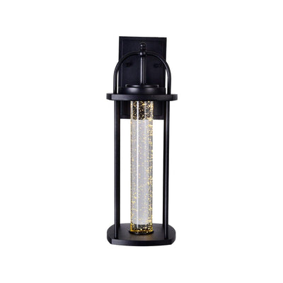Black with Cylindrical Bubble Glass Outdoor Wall Sconce - LV LIGHTING