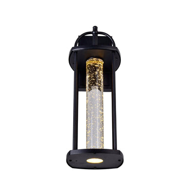 Black with Cylindrical Bubble Glass Outdoor Wall Sconce - LV LIGHTING