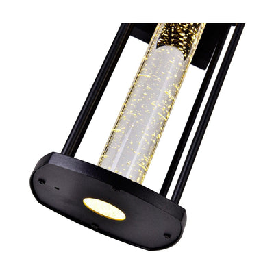 Black with Cylindrical Bubble Glass Outdoor Wall Sconce - LV LIGHTING