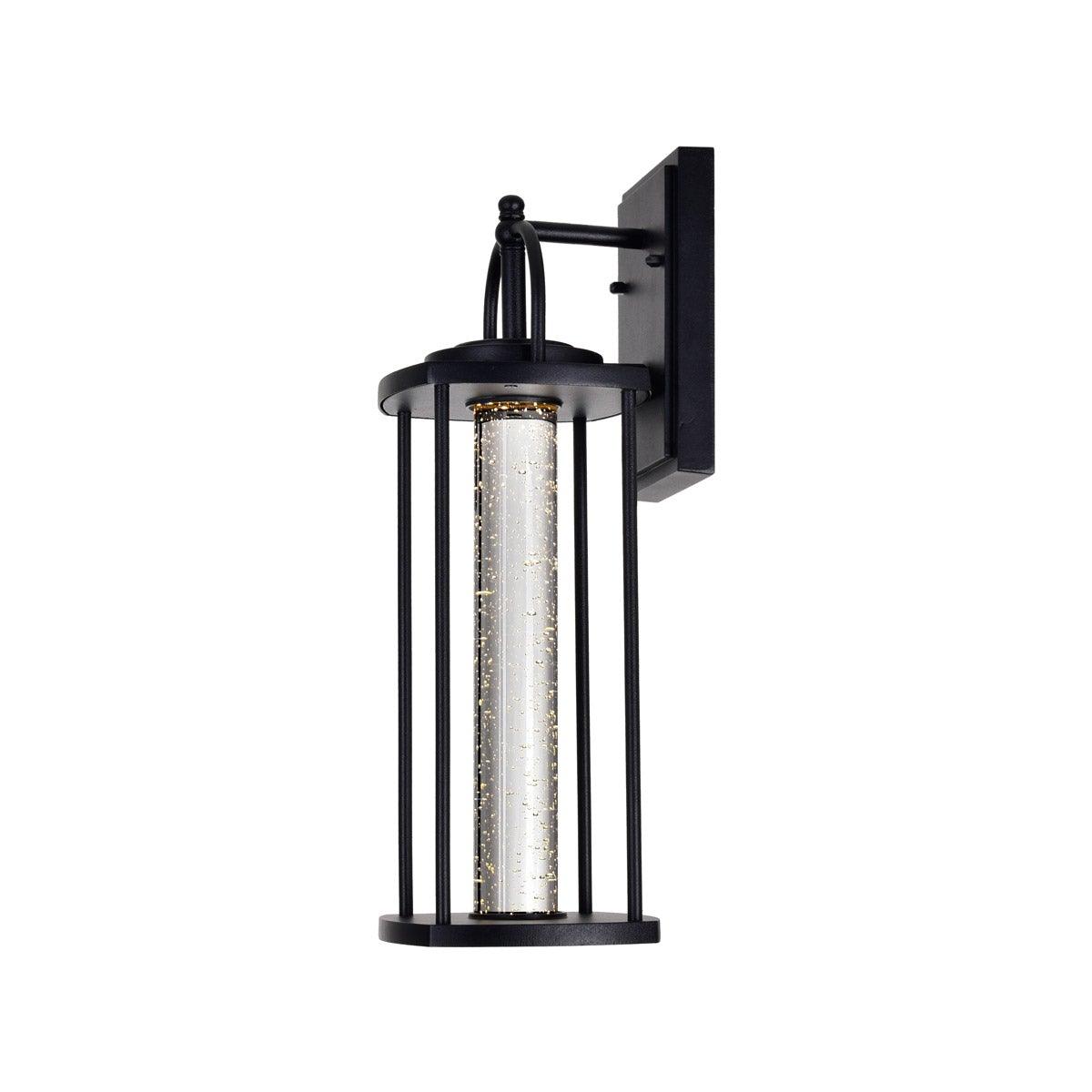 Black with Cylindrical Bubble Glass Outdoor Wall Sconce - LV LIGHTING