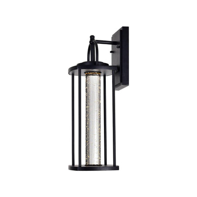 Black with Cylindrical Bubble Glass Outdoor Wall Sconce - LV LIGHTING